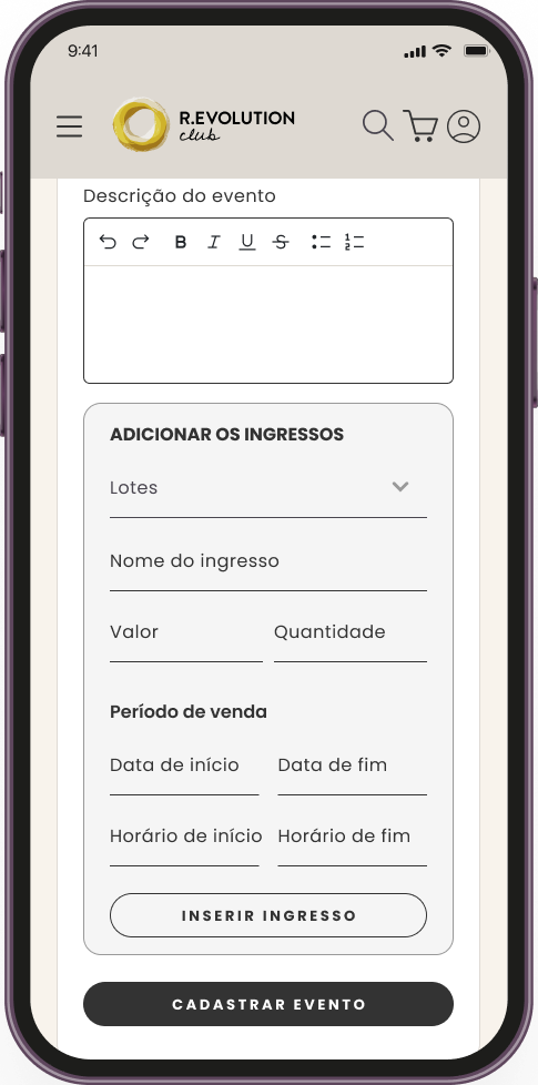 Adicione seus ingressos