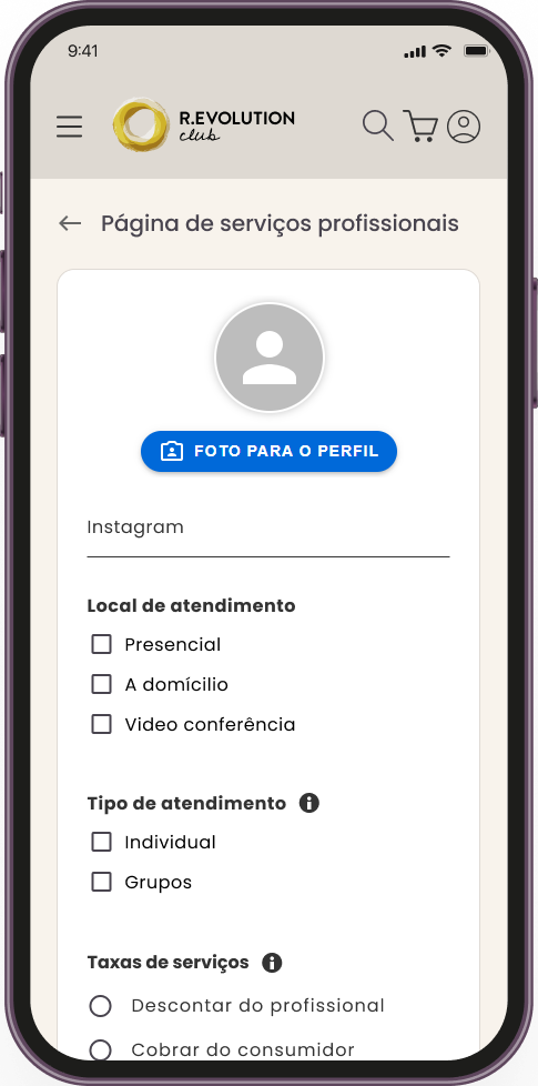 Crie seu perfil profissional
